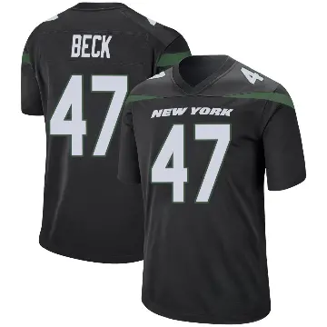 ＃47 Youth Andrew Beck Black Game New York Jets Stealth Jersey
