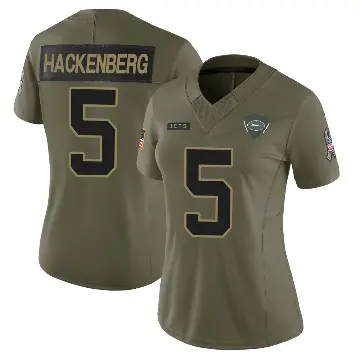 ＃5 Women's Christian Hackenberg Olive Limited New York Jets 2025 Salute to Service Jersey