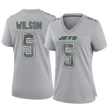 ＃5 Women's Garrett Wilson Gray Game New York Jets Atmosphere Fashion Jersey