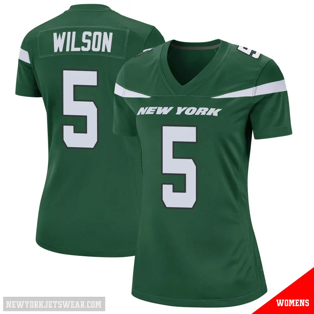 ＃5 Women's Garrett Wilson Green Game New York Jets Gotham Jersey