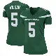 ＃5 Women's Garrett Wilson Green Game New York Jets Gotham Jersey