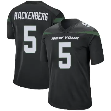 ＃5 Youth Christian Hackenberg Black Game New York Jets Stealth Jersey