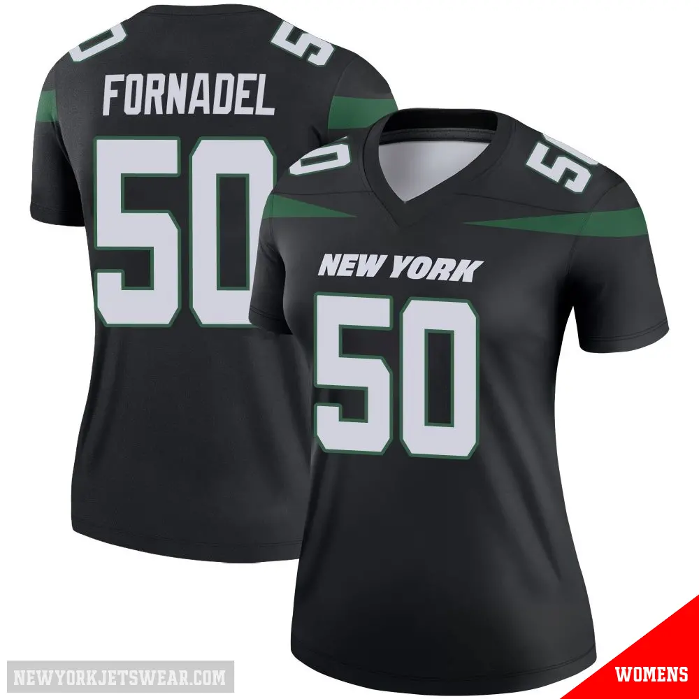 ＃50 Women's Liam Fornadel Black Legend New York Jets Stealth Color Rush Jersey