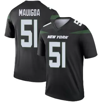 ＃51 Youth Francisco Mauigoa Black Legend New York Jets Stealth Color Rush Jersey