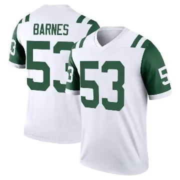 ＃53 Youth Zaire Barnes White Legend New York Jets Classic Alternate Jersey