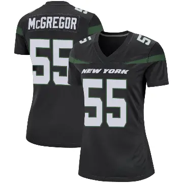 ＃55 Women's Braiden McGregor Black Game New York Jets Stealth Jersey