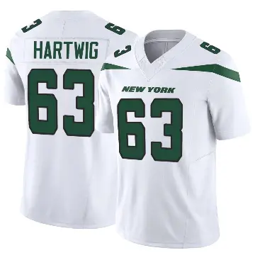 ＃63 Men's Gus Hartwig White Limited New York Jets Vapor F.U.S.E. Jersey