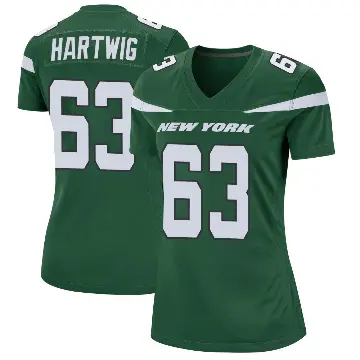 ＃63 Women's Gus Hartwig Green Game New York Jets Gotham Jersey