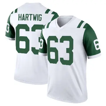 ＃63 Youth Gus Hartwig White Legend New York Jets Classic Alternate Jersey