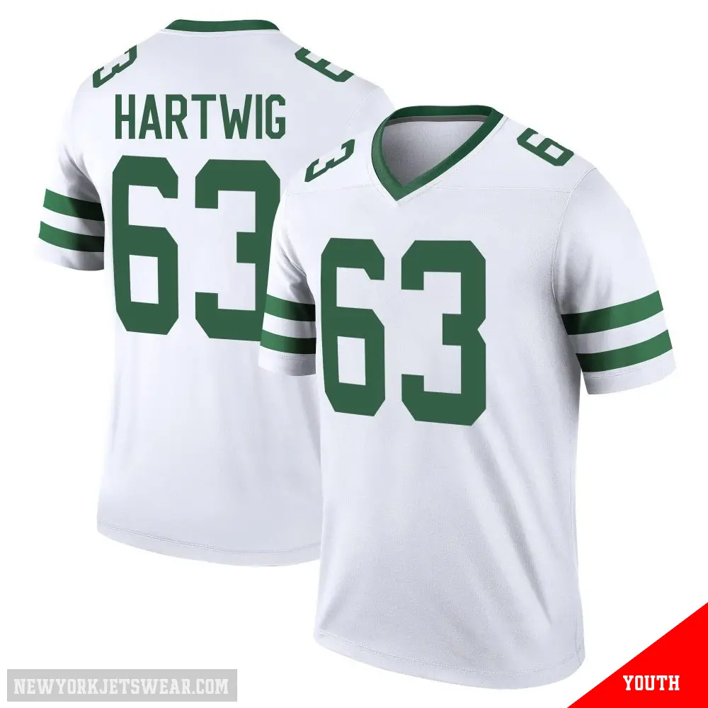 ＃63 Youth Gus Hartwig White Legend New York Jets Legacy Jersey