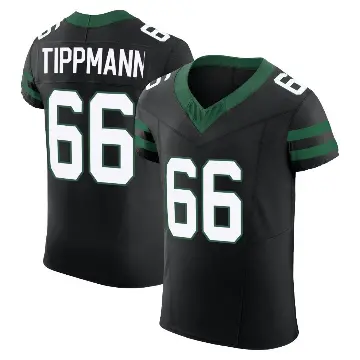 ＃66 Men's Joe Tippmann Black Elite New York Jets Legacy Alternate Vapor F.U.S.E. Jersey