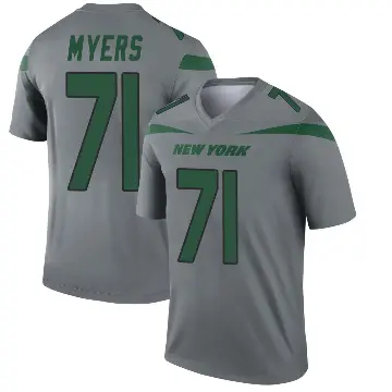 ＃71 Men's Josh Myers Gray Legend New York Jets Inverted Jersey