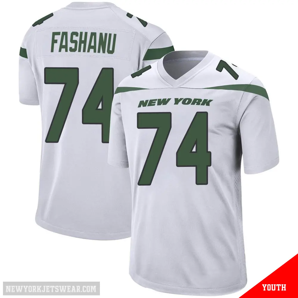 ＃74 Youth Olu Fashanu White Game New York Jets Spotlight Jersey