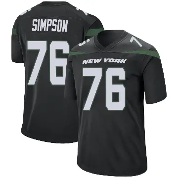 ＃76 Youth John Simpson Black Game New York Jets Stealth Jersey