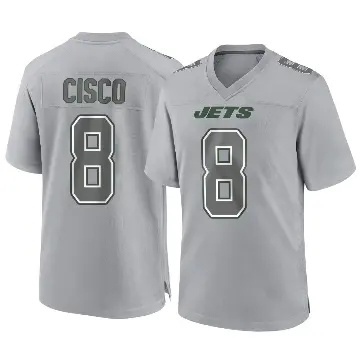 ＃8 Men's Andre Cisco Gray Game New York Jets Atmosphere Fashion Jersey
