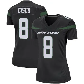 ＃8 Women's Andre Cisco Black Game New York Jets Stealth Jersey