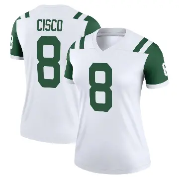 ＃8 Women's Andre Cisco White Legend New York Jets Classic Alternate Jersey