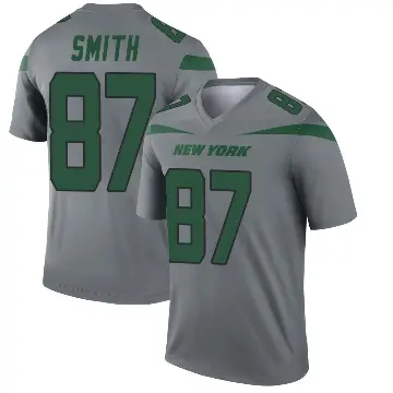 ＃87 Men's Brandon Smith Gray Legend New York Jets Inverted Jersey