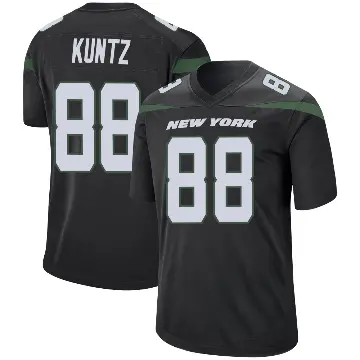 ＃88 Men's Zack Kuntz Black Game New York Jets Stealth Jersey