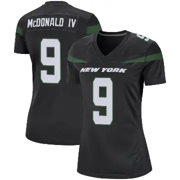 ＃9 Women's Will McDonald IV Black Game New York Jets Stealth Jersey
