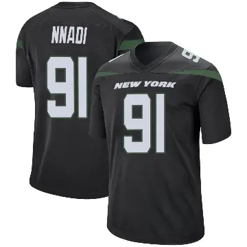 ＃91 Men's Derrick Nnadi Black Game New York Jets Stealth Jersey
