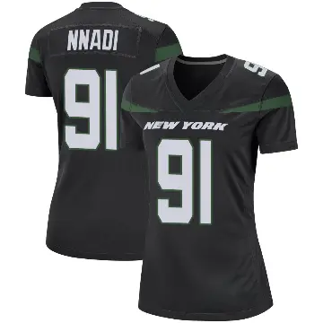 ＃91 Women's Derrick Nnadi Black Game New York Jets Stealth Jersey