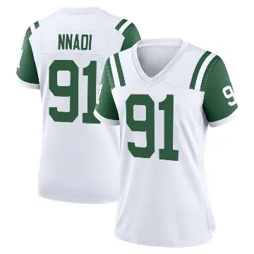 ＃91 Women's Derrick Nnadi White Game New York Jets Classic Alternate Jersey