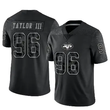 ＃96 Men's Leonard Taylor III Black Limited New York Jets Reflective Jersey