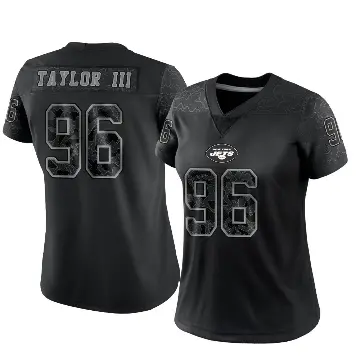 ＃96 Women's Leonard Taylor III Black Limited New York Jets Reflective Jersey