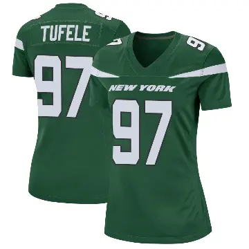＃97 Women's Jay Tufele Green Game New York Jets Gotham Jersey