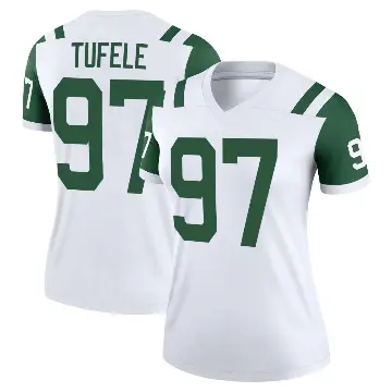 ＃97 Women's Jay Tufele White Legend New York Jets Classic Alternate Jersey