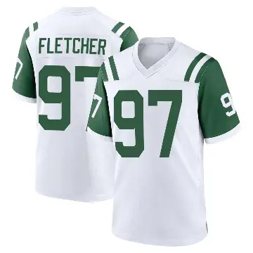 ＃97 Youth Michael Fletcher White Game New York Jets Classic Alternate Jersey