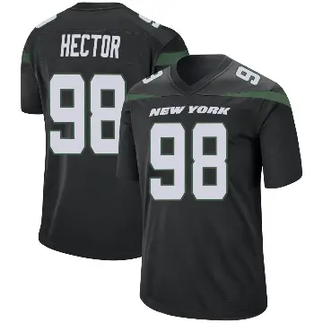 ＃98 Men's Bruce Hector Black Game New York Jets Stealth Jersey