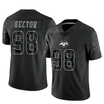 ＃98 Men's Bruce Hector Black Limited New York Jets Reflective Jersey